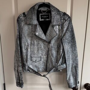Marc New York Gray & White Leather Jacket